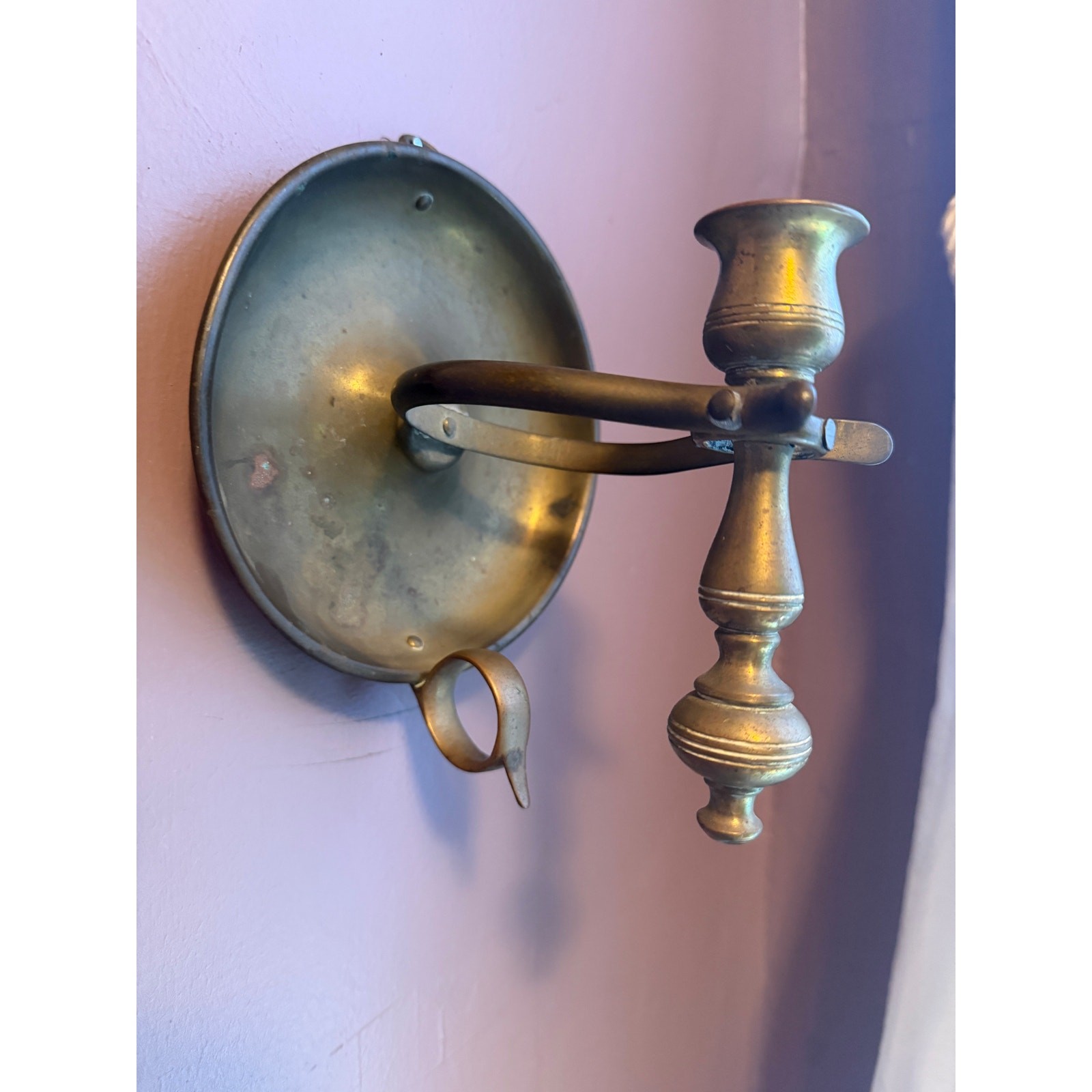 Vintage Brass Gimbal Candle Holder Nautical Chamberstick Table or Wall Hanging