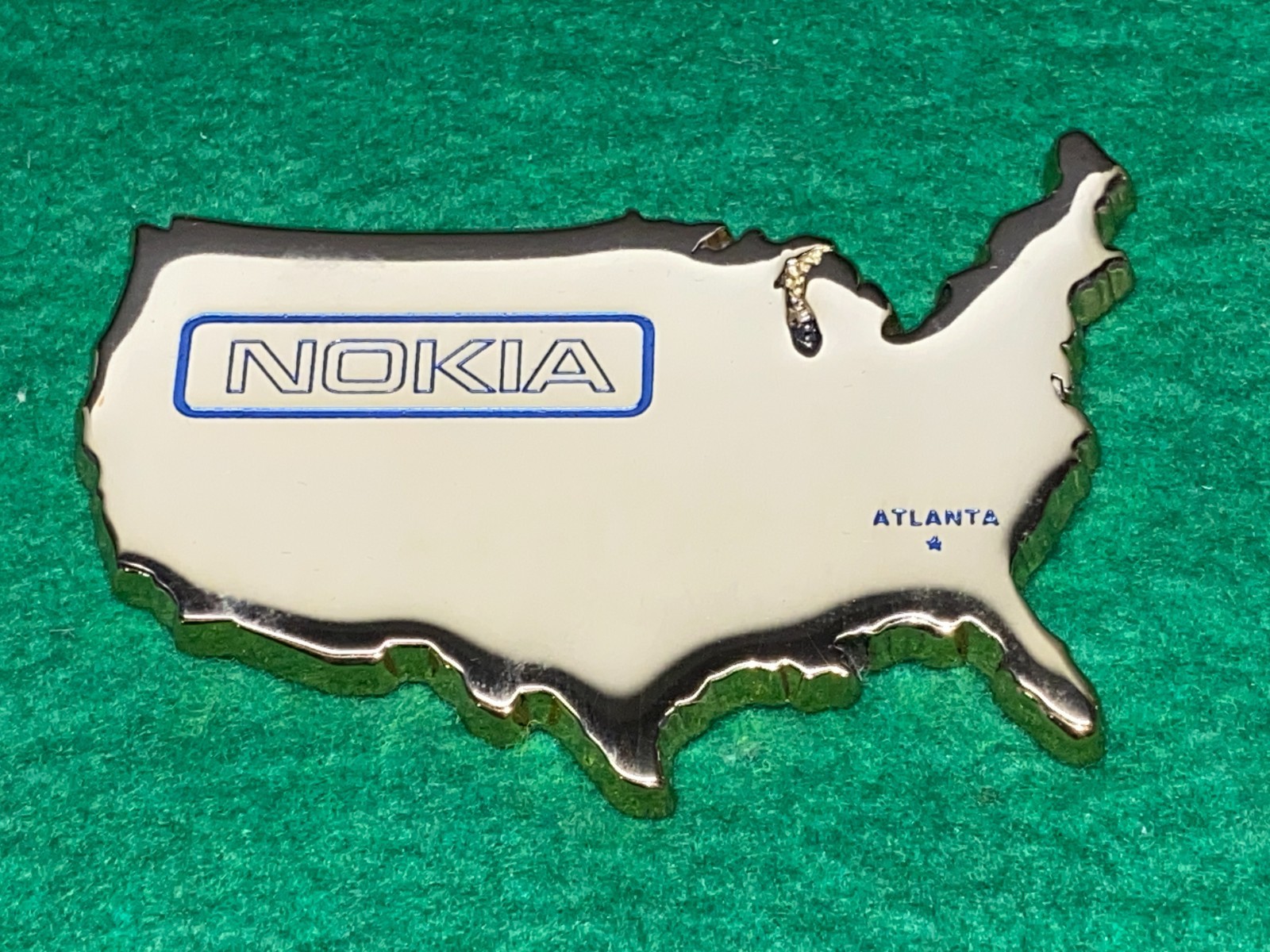 Vtg NOKIA Logo Promotional Paper Weight Corporate Memorabilia In Orig Felt Pouch