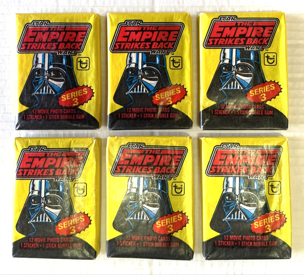 1980 Topps The Empire Strikes Back Series 3 Six (6) Unopened Sealed Wax Packs