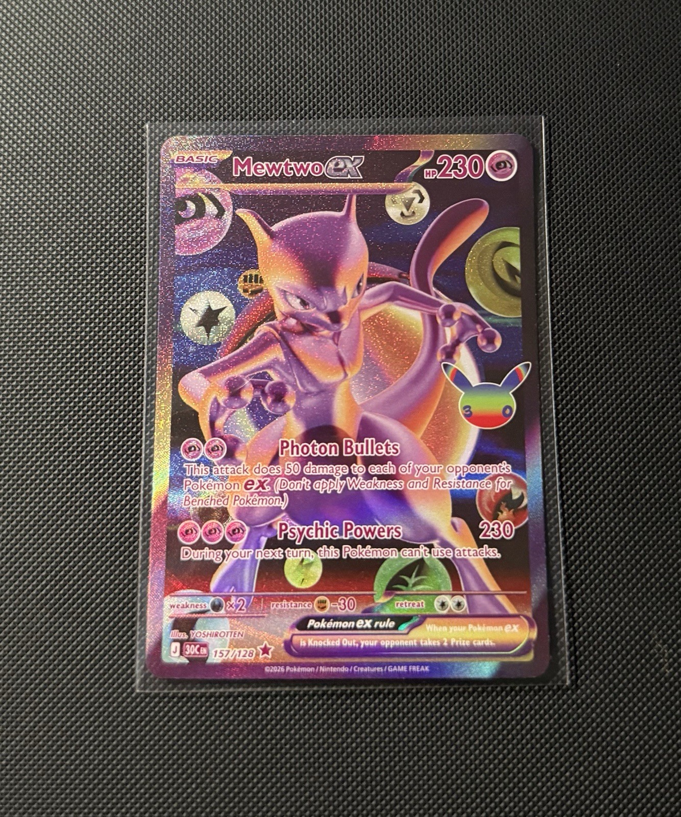 Pokemon English Mewtwo ex 157/128 30C EN 30th Celebration Futuristic Rare