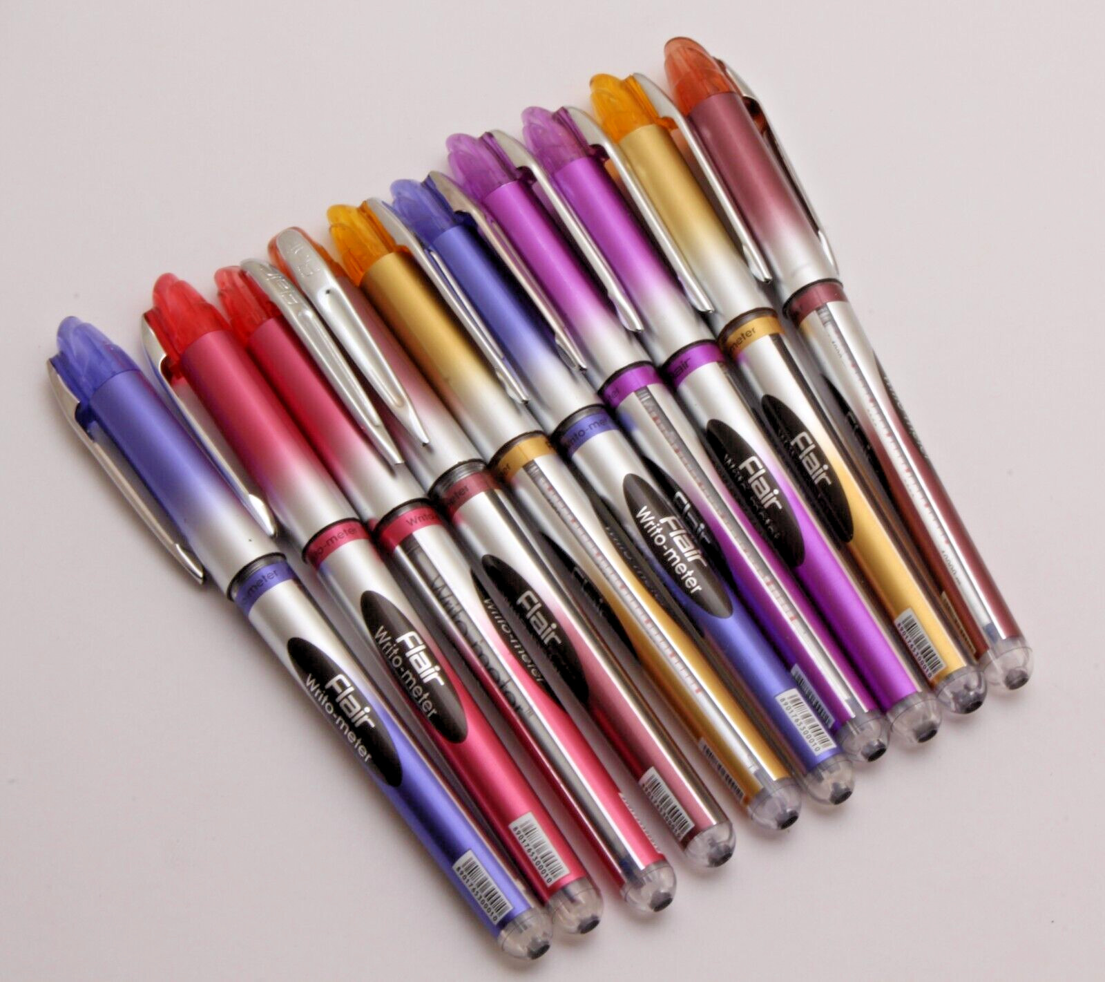 LOT OF 10 FLAIR WRITO METER BALLPOINT PENS + FREE 10 ADDITIONAL REFILLS NEW