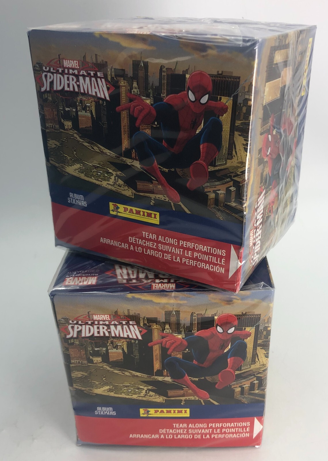 (2)x Ultimate Spider-Man Marvel Panini 2014 Sticker Trading Card Pack Box Lot