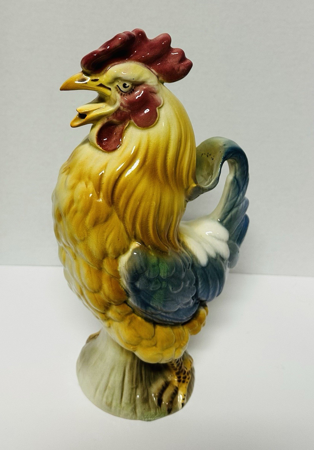 Antique St Clement Keller Guerin Majorlica Rooster Pitcher French Barbotine 377 Antique St Clement Keller Guerin Majorlica Rooster Pitcher French Barbotine 377