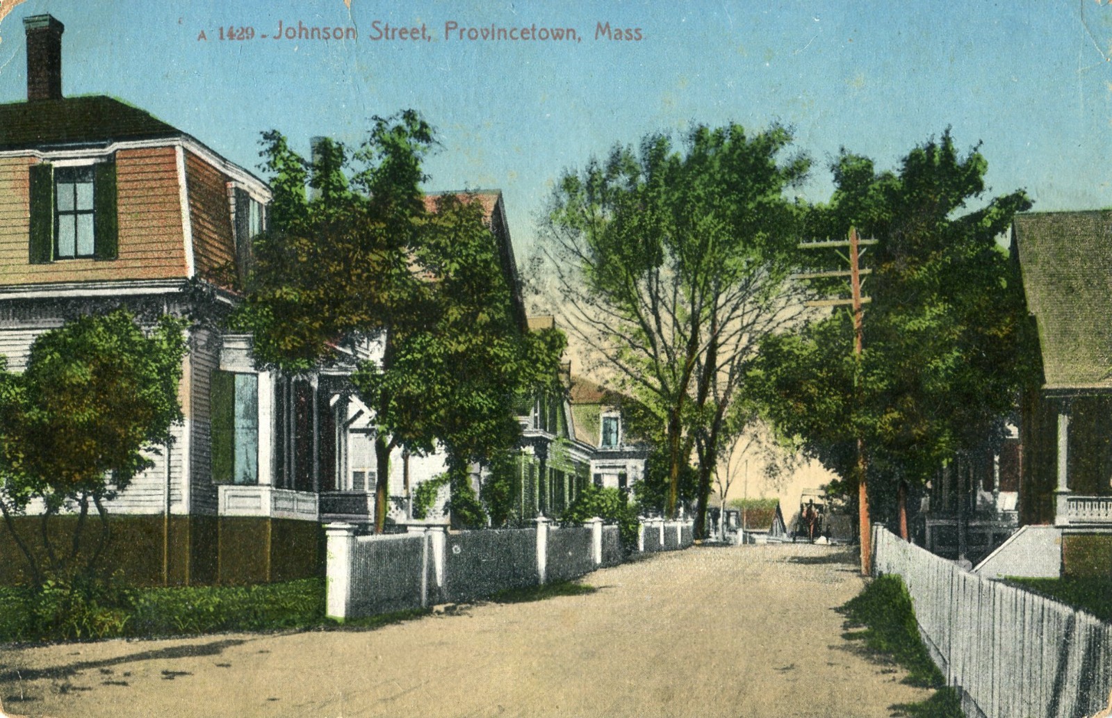 Provincetown MA Johnson Street 1914 Homes Dirt Road Horse & Buggy Made Germany Provincetown MA Johnson Street 1914 Homes Dirt Road Horse & Buggy Made Germany