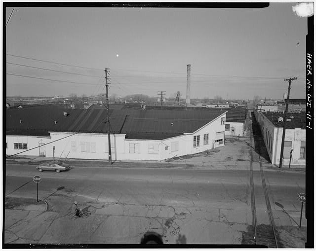 Photo:Oshkosh Wisconsin 1950s Factory Buildings Looking West from Crane