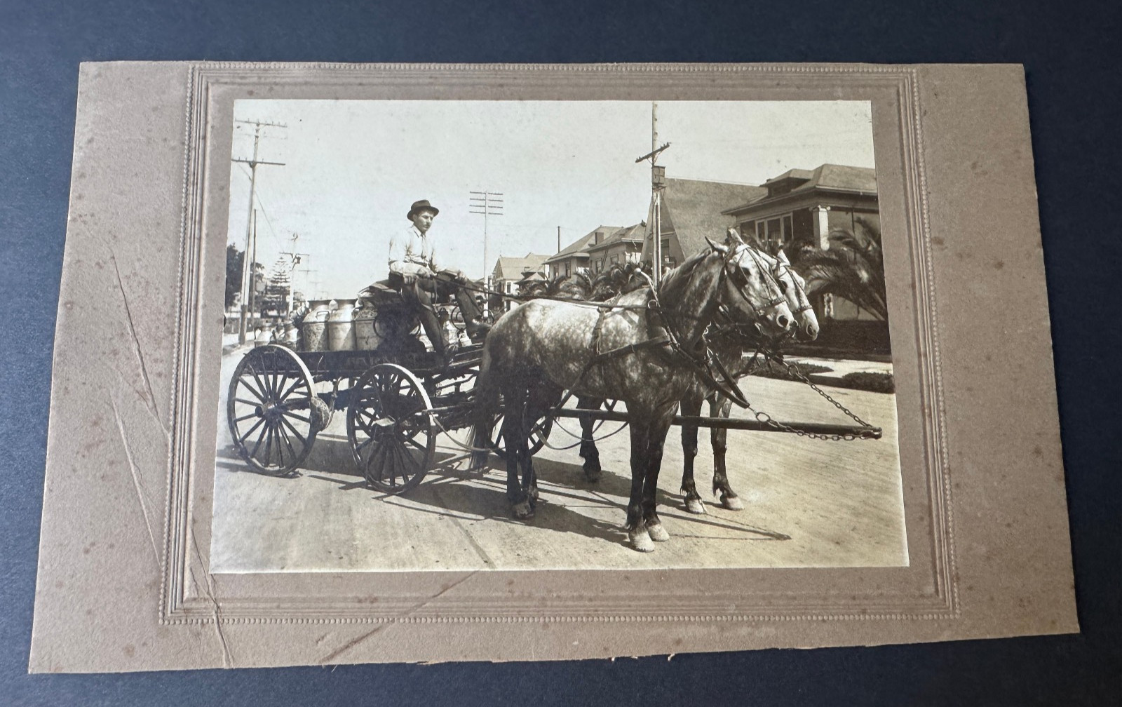 c1910\'s Cabinet Photo Golden State Milk Delivery Wagon Oakland CA Manuel Garcia
