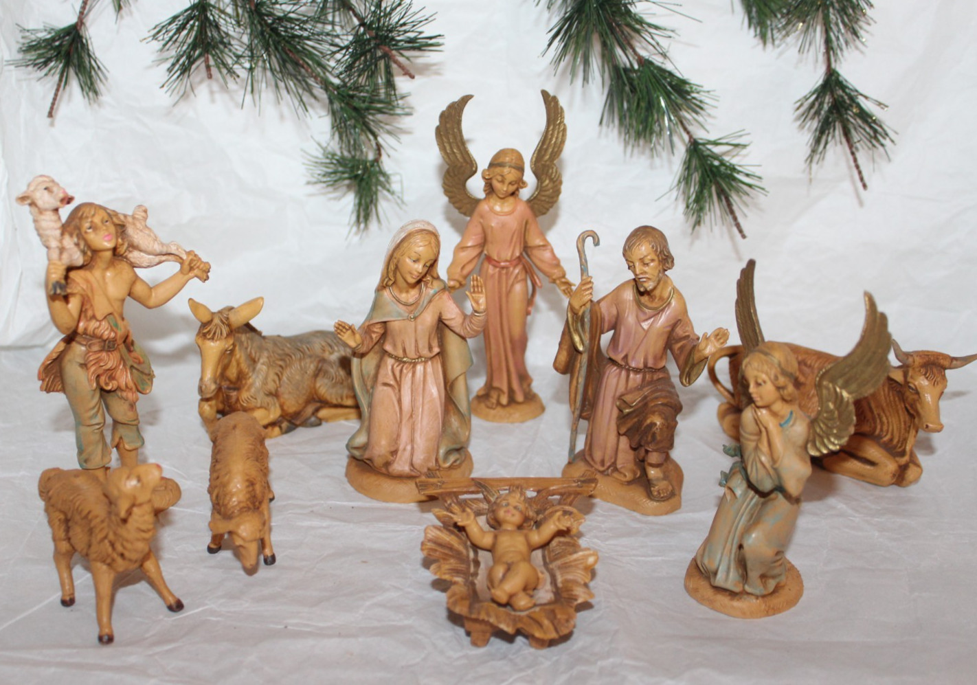 1983 Fontinini Nativity 11 Pc Set Jesus Mary Joseph Angels Shepherd 5\