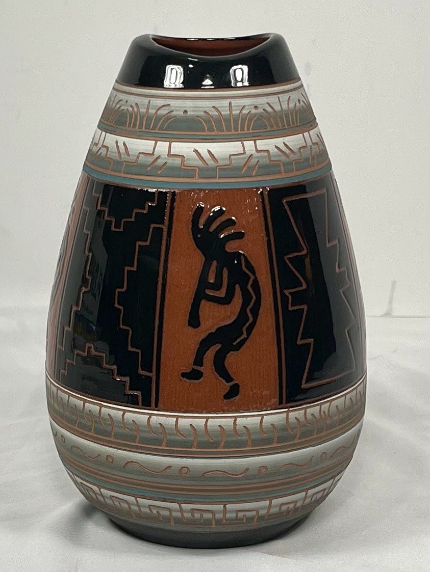 Vintage Navajo Pottery Vase Kokopelli Signed J. Platero 
