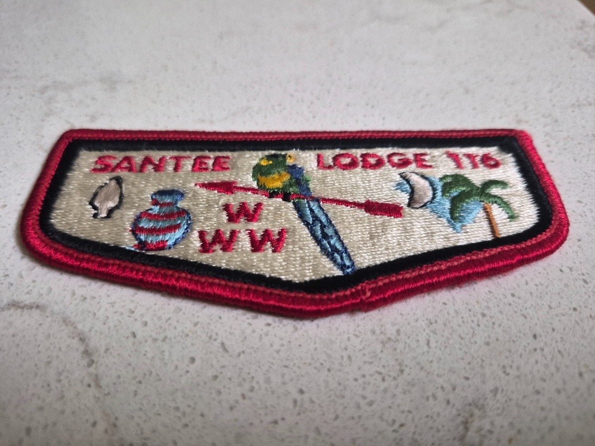 Vintage Santee Lodge 116 OA Flap – Early Cloth‑Backed First Loom – Rare 1970s