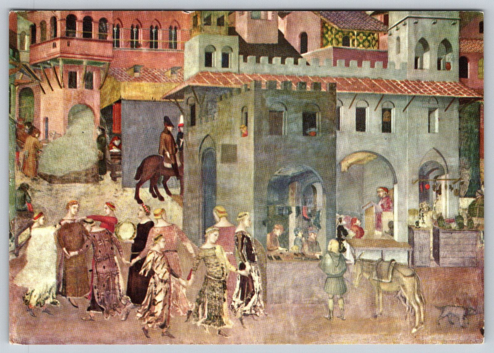 Ambrogio Lorenzetti Totalitarianism in America Vintage Art Medeival Postcard