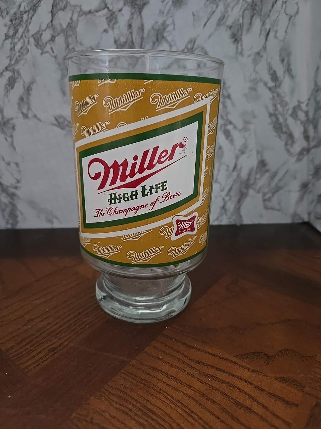 Vintage 32oz Miller High Life MHL 32oz footed pedestal glass mug