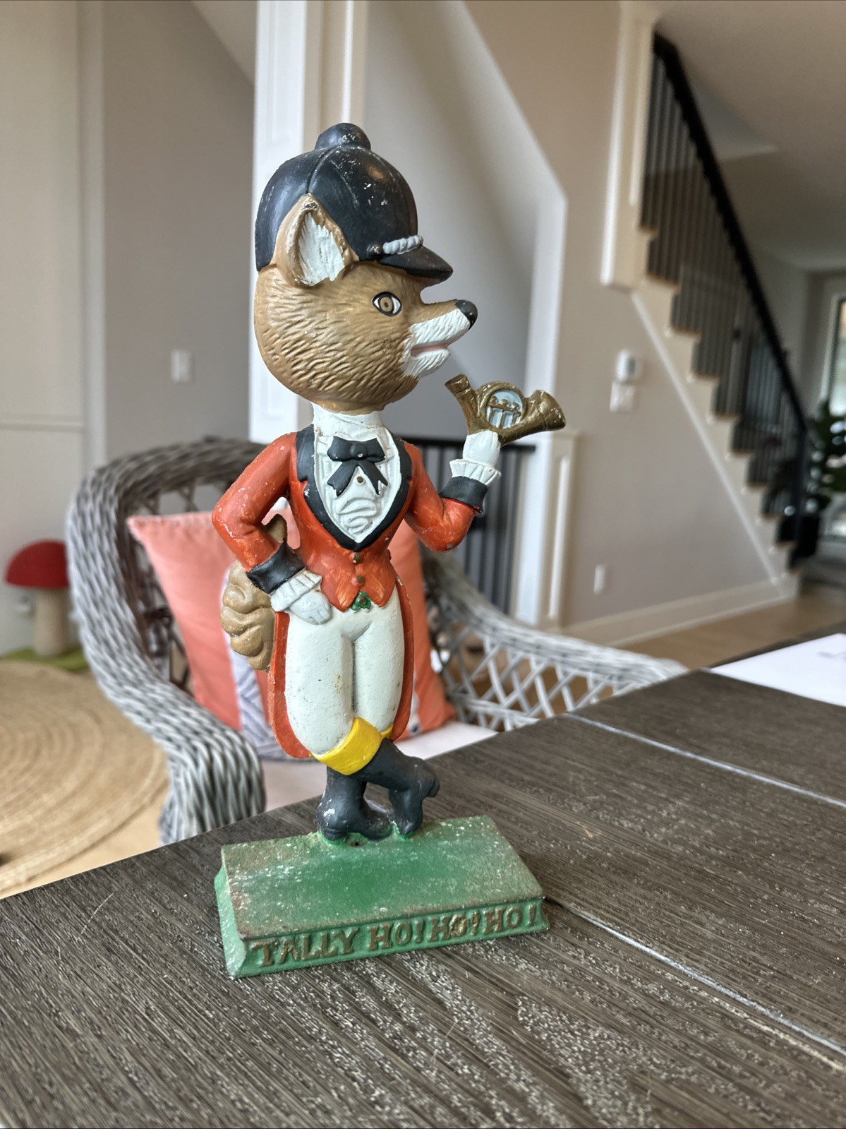 Vtg Kurt Adler Fox Run Cast Iron door stop Snooty FOX Equestrian decor Original