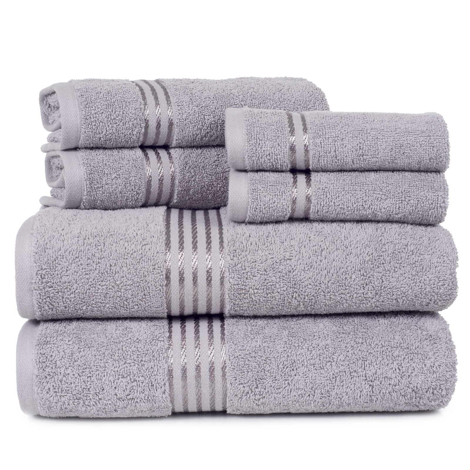 Lavish Home 6 Piece Bathroom Towel Set 625GSM 100% Cotton Gray
