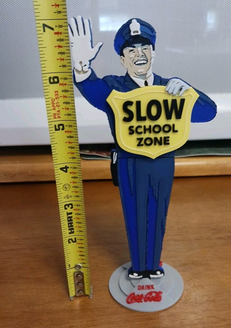 Coca-Cola School Crossing Guard Policeman Replica  Miniature 3dPrint Sign 7\