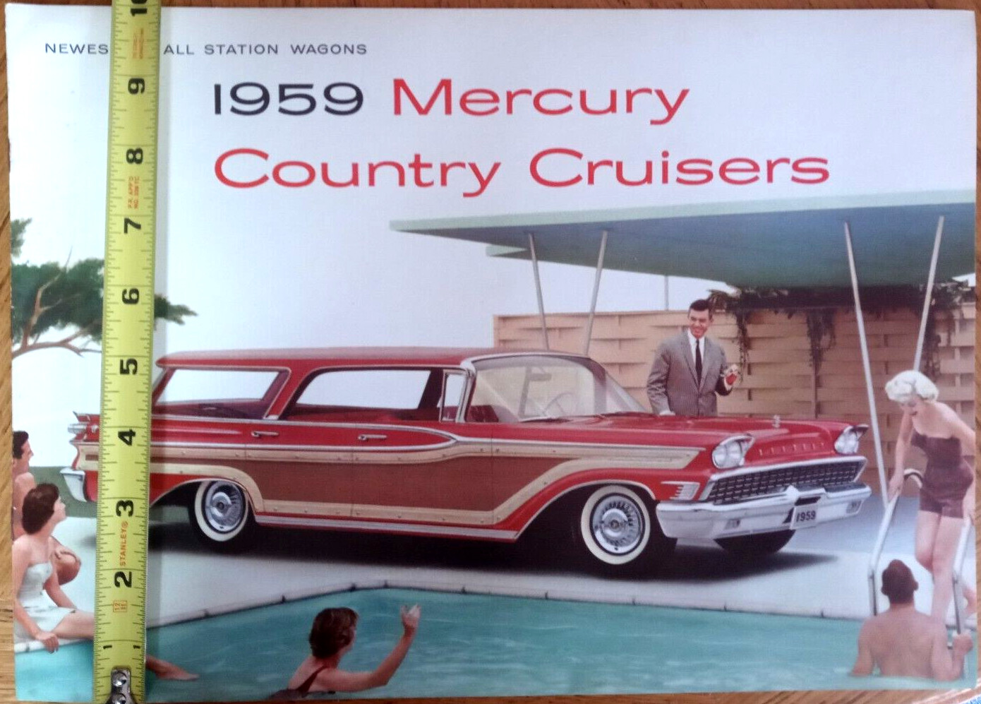 1959 MERCURY COUNTRY CRUISERS AUTO DEALER SALES BROCHURE FOLD-OUT STATION WAGONS