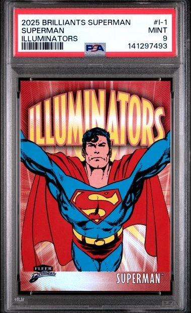 2025 FLEER BRILLIANTS SUPERMAN ILLUMINATORS RED /99 #I-1 PSA 9