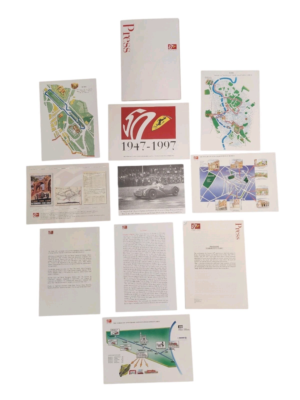 Ferrari 50th Anniversary Events 1947-1997 Press Kit Photo Maps Modena Rome 