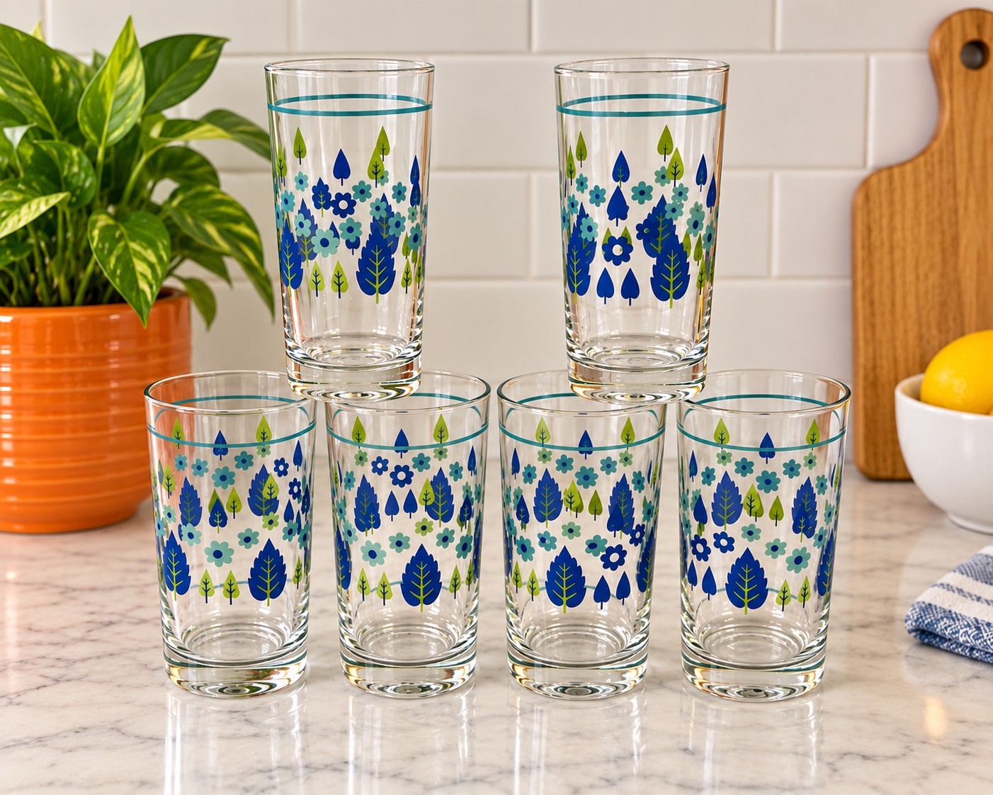 6 Vintage Marcrest Swiss Chalet Alpine Drinking Glasses 6