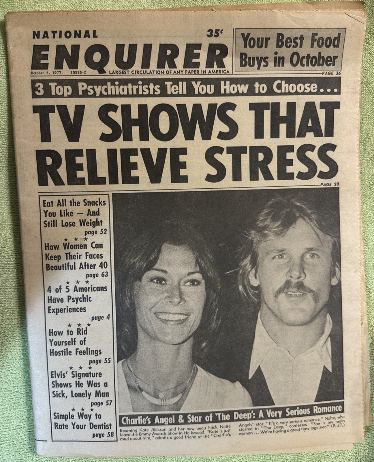 1977 Oct 4th National Enquirer Newspaper, Kate Jackson, Nick Nolte