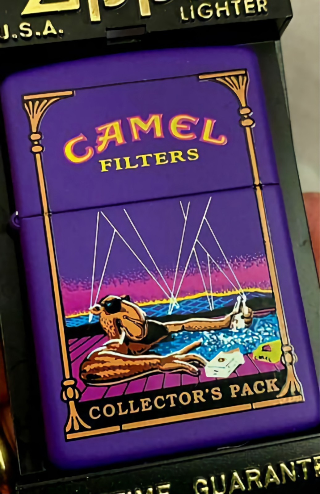 Zippo Camel 1998 JOE IN THE HOT TUB Z394 purple 150 made camel zippo lighter