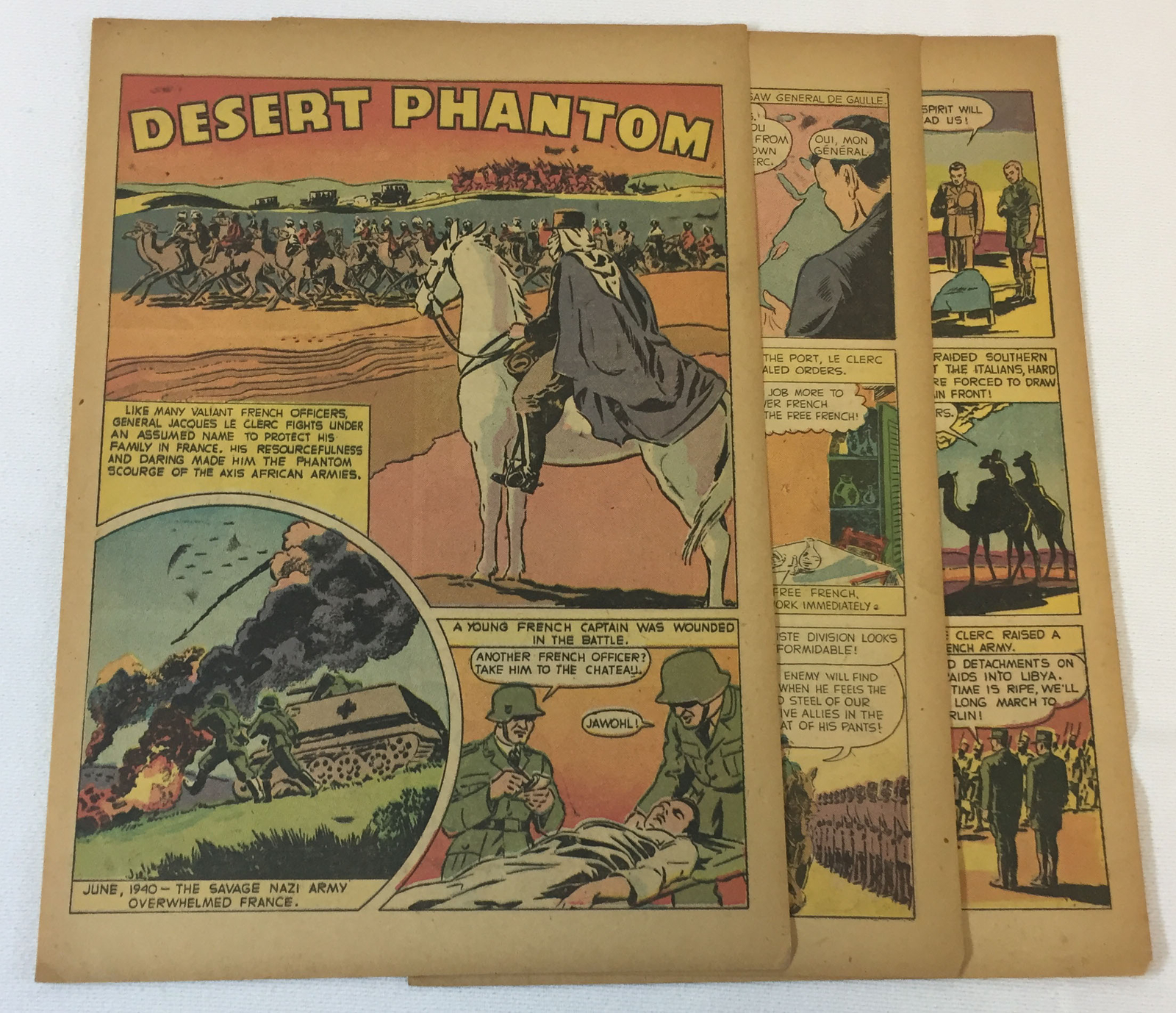 1943 six page cartoon story~ JACQUES LE CLERC Desert Phantom ~ French Officer