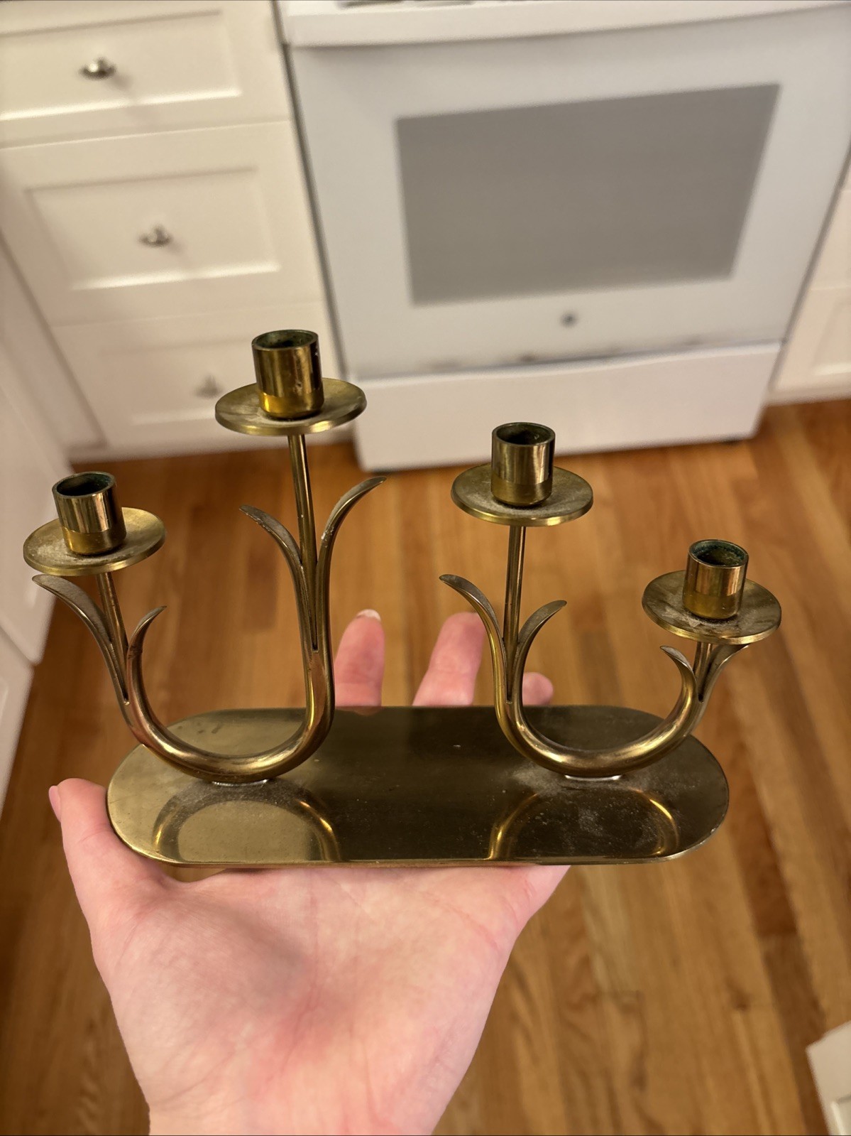 Vintage Gunnar Ander Ystad-Metall Brass Candelabra Sweden 1950s 4 Candle