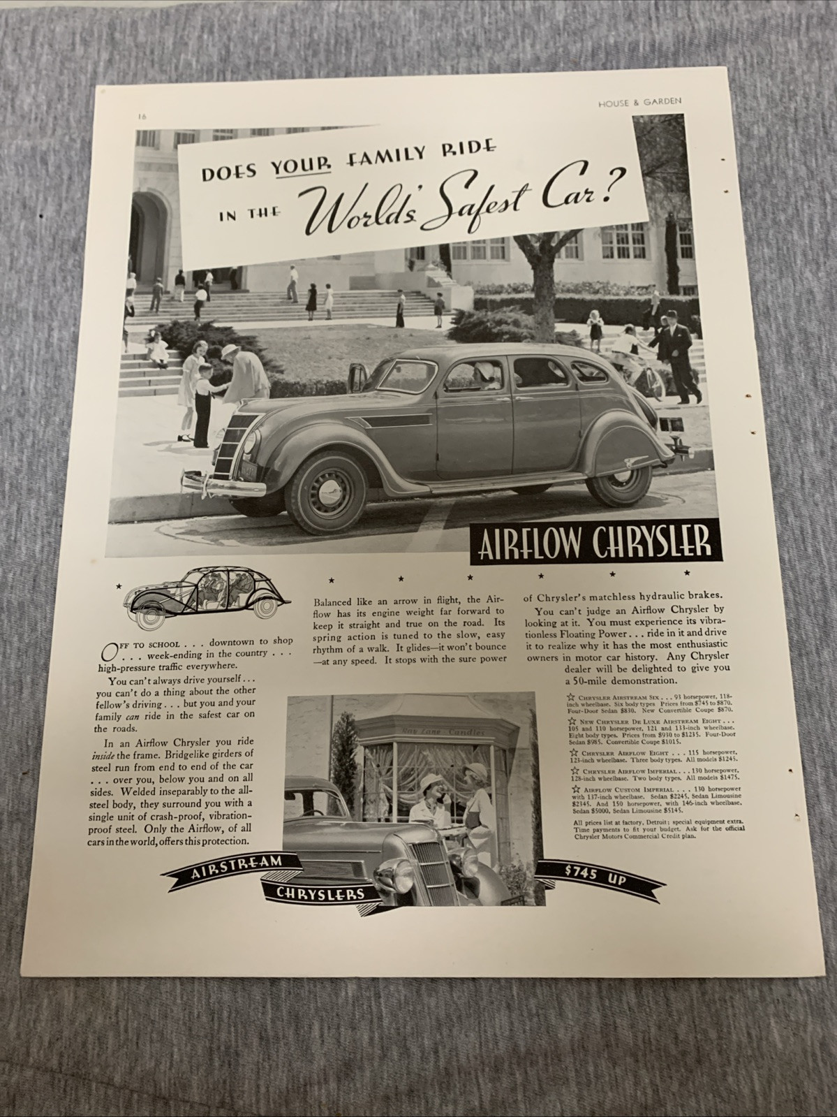 Vintage 1935 Chrysler Airflow Sedan Advertisement 
