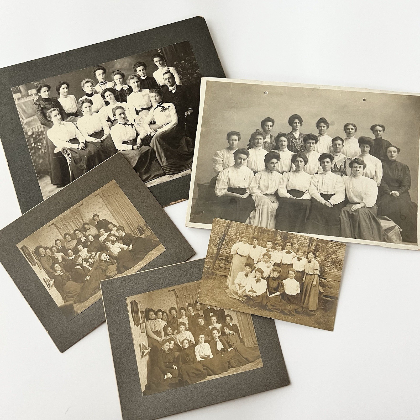 Antique Photograph On Board Set Of 5 Beautiful Young Women List Of ID Group Antique Photograph On Board Set Of 5 Beautiful Young Women List Of ID Group
