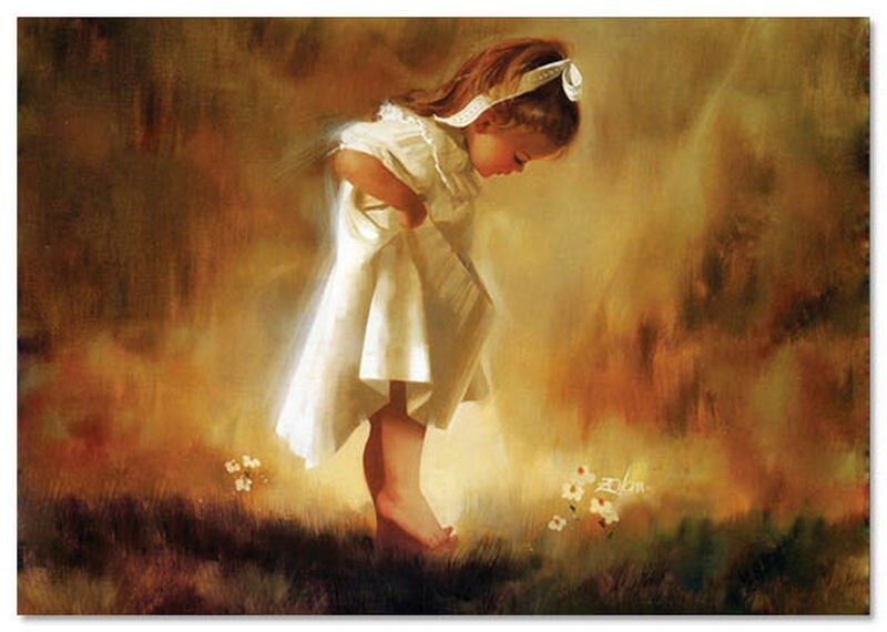 Lovely children-flowers of life Pretty girl angel KIDS ART NEW modern Postcard