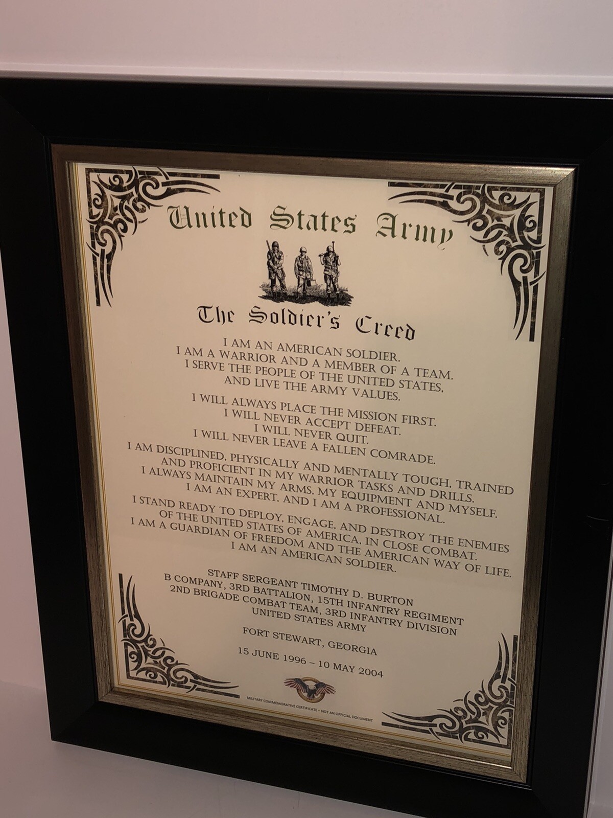 ARMY - 'THE SOLDIER'S CREED' PRINT / w/Free Custom Printing