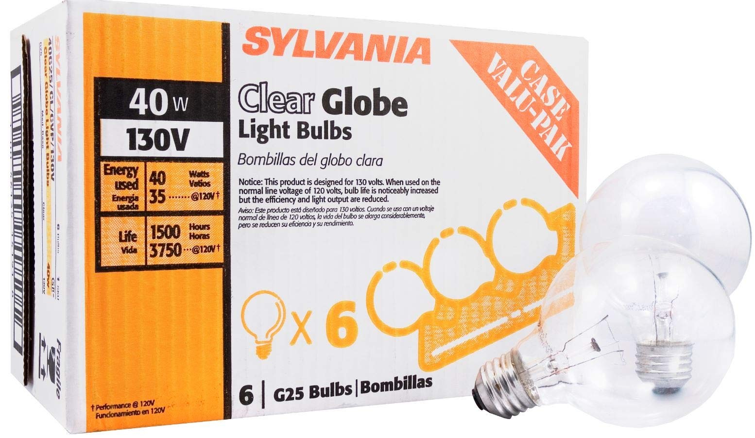 Sylvania 40 Watt Vanity Light Bulbs 6 Pack - 6 Pack, Clear Finish