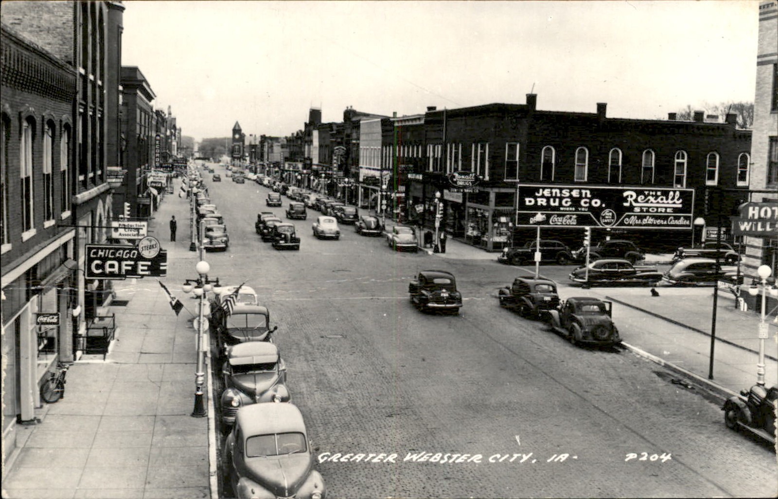 Webster City IA Downtown Street Scene c1940s-50s Real Photo Vintage Postcard bhn