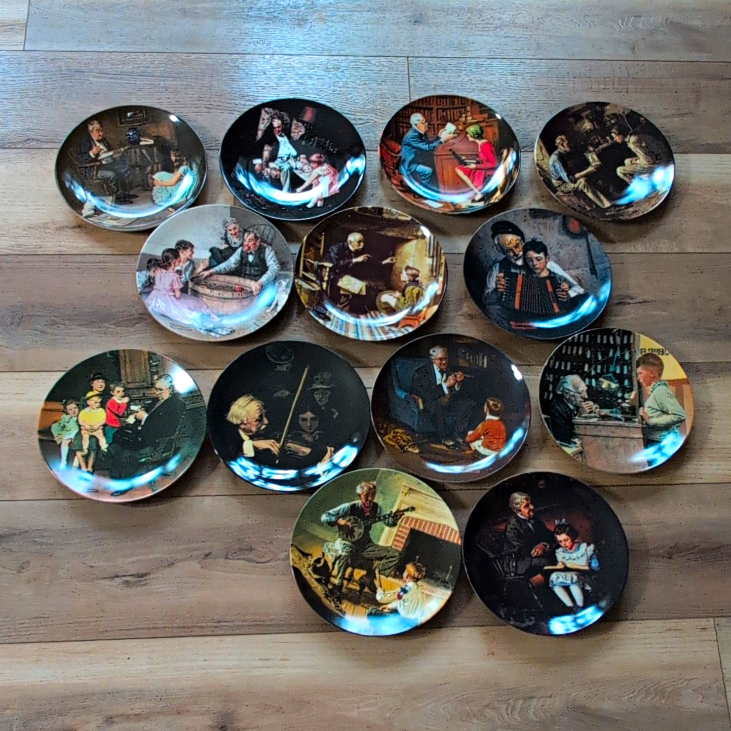 Vintage Norman Rockwell Collector Plates Lot of 13 - Edwin M Knowles Porcelain