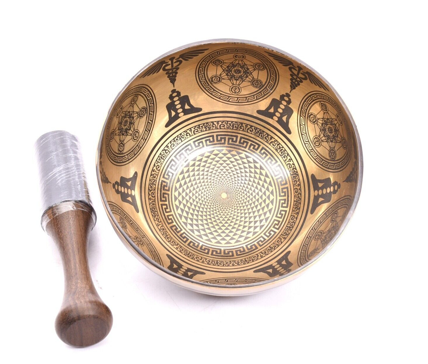 7 Inches Sacred Geometry -Flower OF Life Carving Handmade- Tibetan Singing Bowl