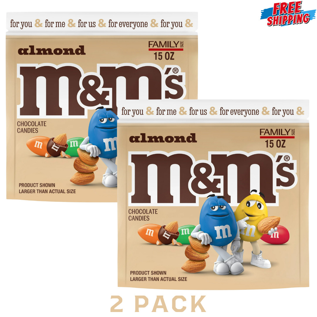 NEW Sealed Almond M&M\'s Family Size 15.0 oz 2 Bags