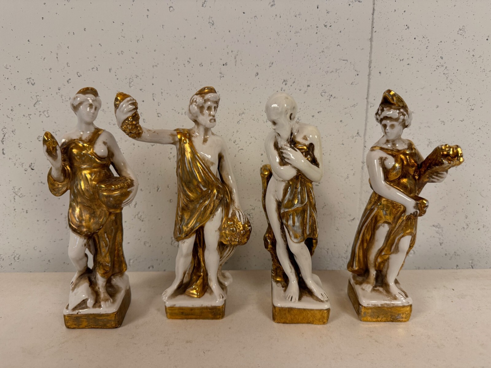 Vintage Italian Ceramic Porcelain Set of 4 Four Seasons Figurines Vintage Italian Ceramic Porcelain Set of 4 Four Seasons Figurines