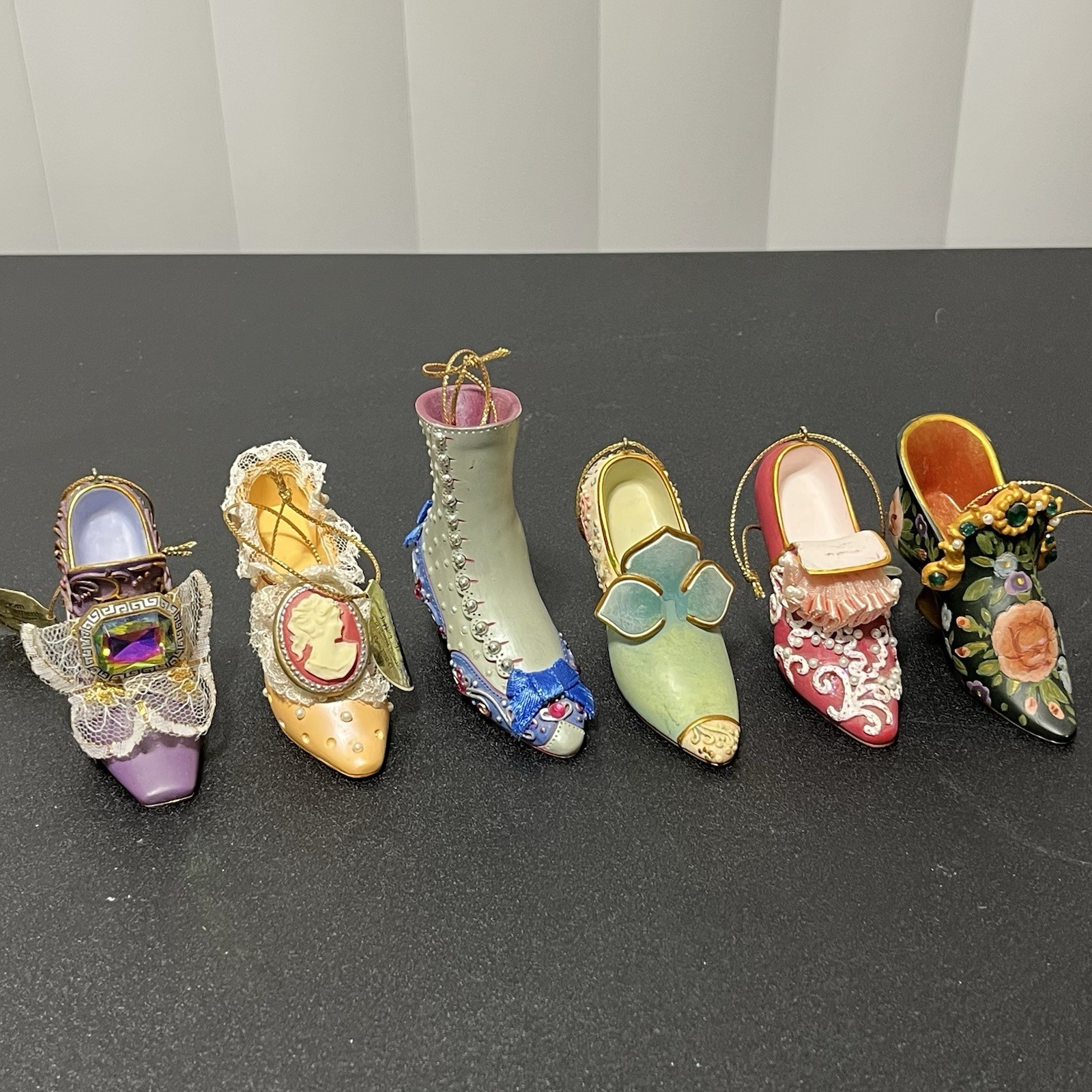 VTG Miniature Figurine Shoes LOT of 6 Heirloom Ornaments By Ashton-Drake