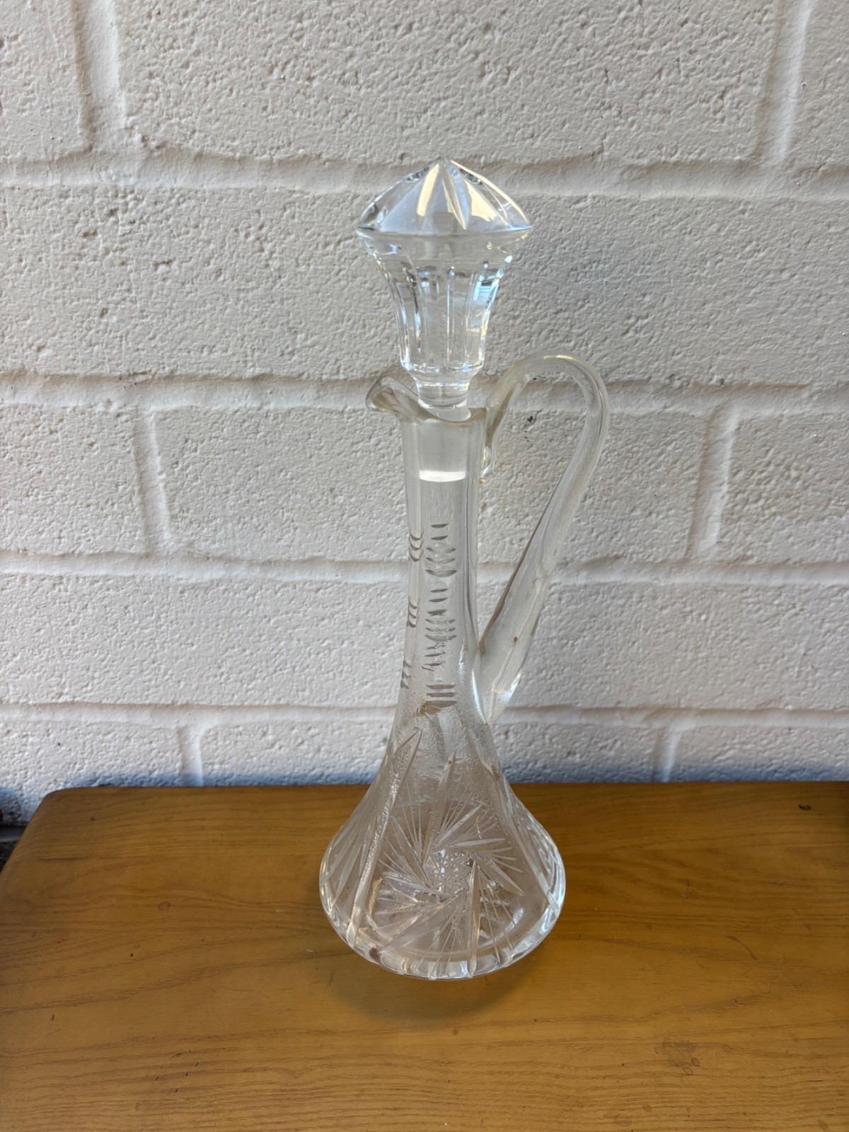 Vintage Crystal Etched Glass Decanter Bottle. Genuine lead crystal cruet
