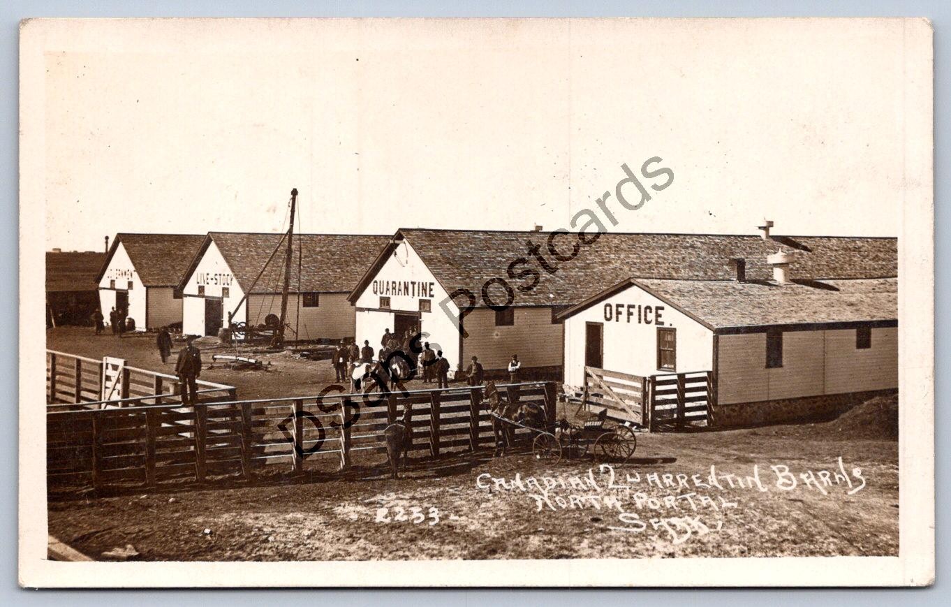 K65/ North Portal Saskatchewan Canada RPPC Postcard c20s Quarantine Barn 494