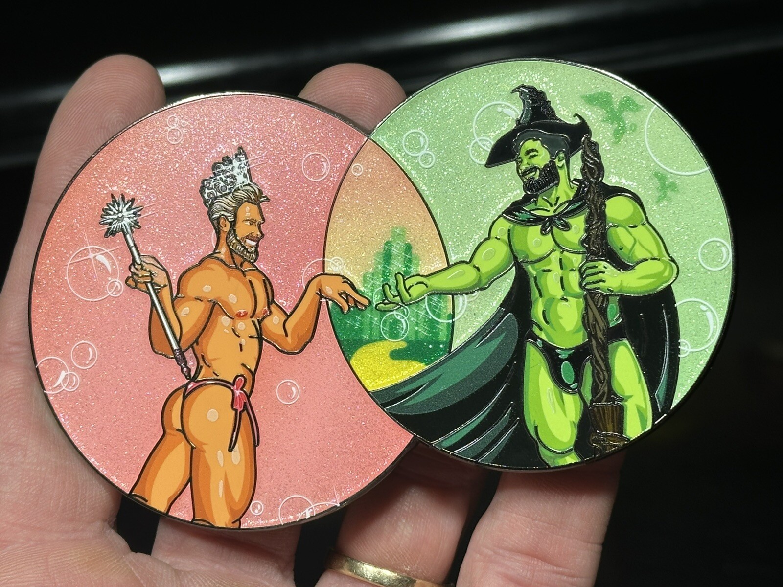 Gay Themed Wicked Inspired Hard Enamel 4”-3mm Thick Enamel Pin Gay Themed Wicked Inspired Hard Enamel 4”-3mm Thick Enamel Pin