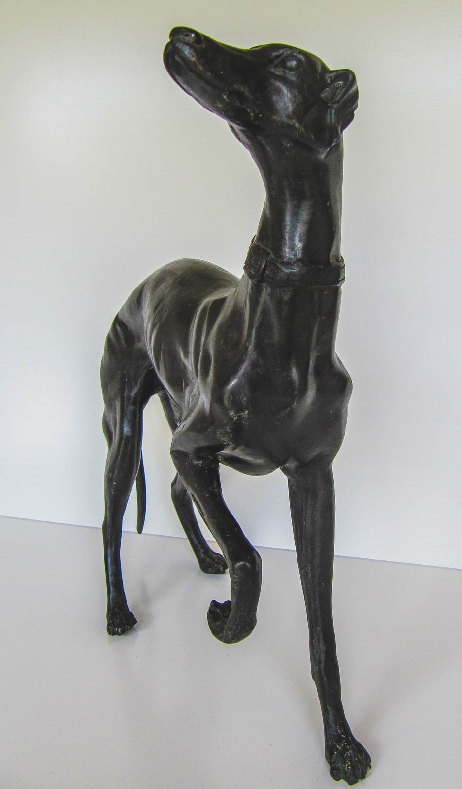 Vintage Hand Cast Bronze Italian Greyhound Dog Sculpture.