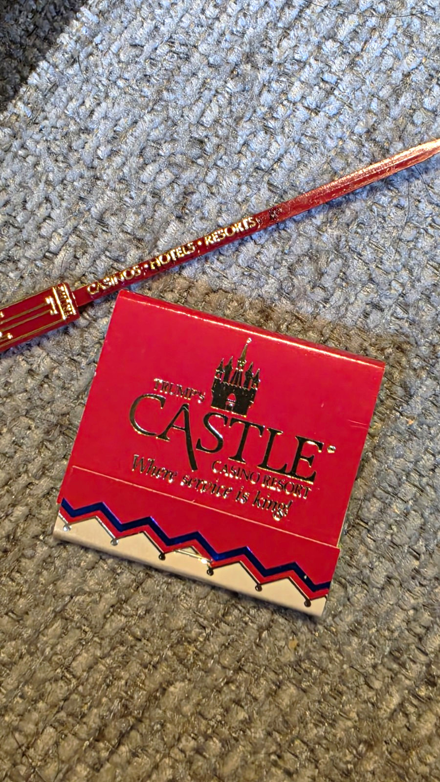 Vintage Trump\'s Castle Casino Atlantic City Matchbook & Swizzle Stick Set INTACT Vintage Trump\'s Castle Casino Atlantic City Matchbook & Swizzle Stick Set INTACT