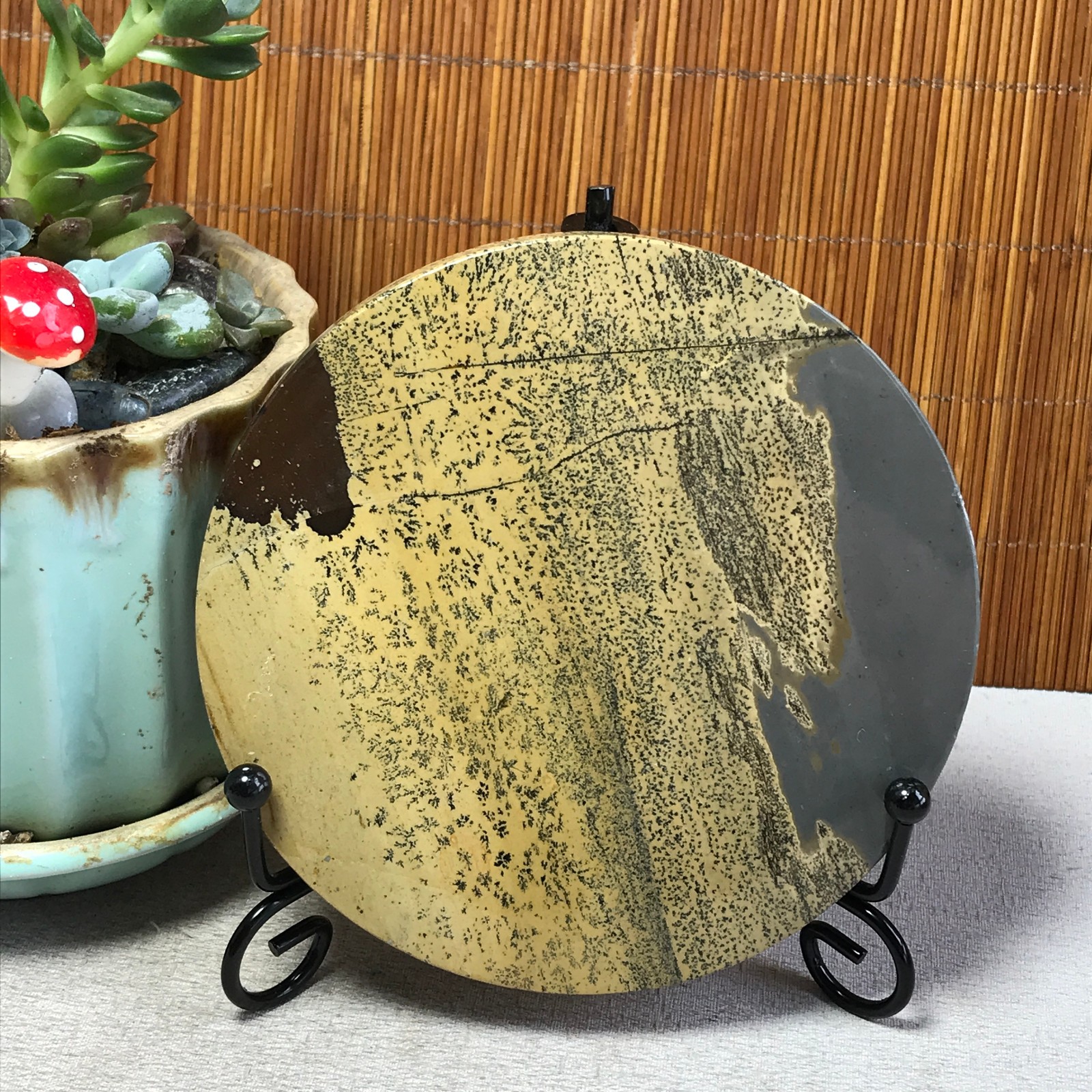 99mm Natural Chinese painting stone crystal ornaments for home decoration A6391