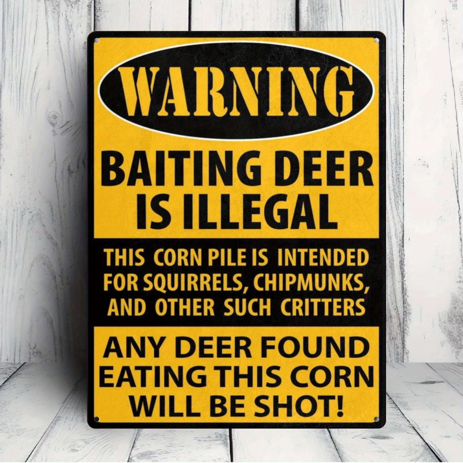 Vintage Warning Deer Baiting Is Illegal Tin Metal Signs Home Décor Art - Durable