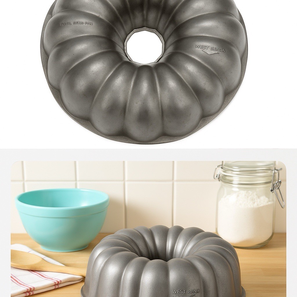 Vintage West Bend Aluminum Bundt Angel Food Cake Pan Fluted Tube Mold 1960s–70s