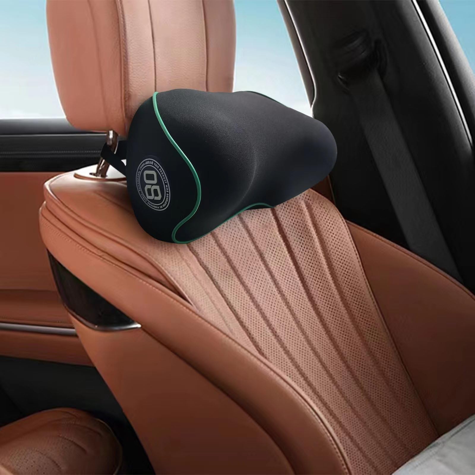 Really Soft Car Headrest Pillow, Neck Pillow for Car with Adjustable Strap Blue
