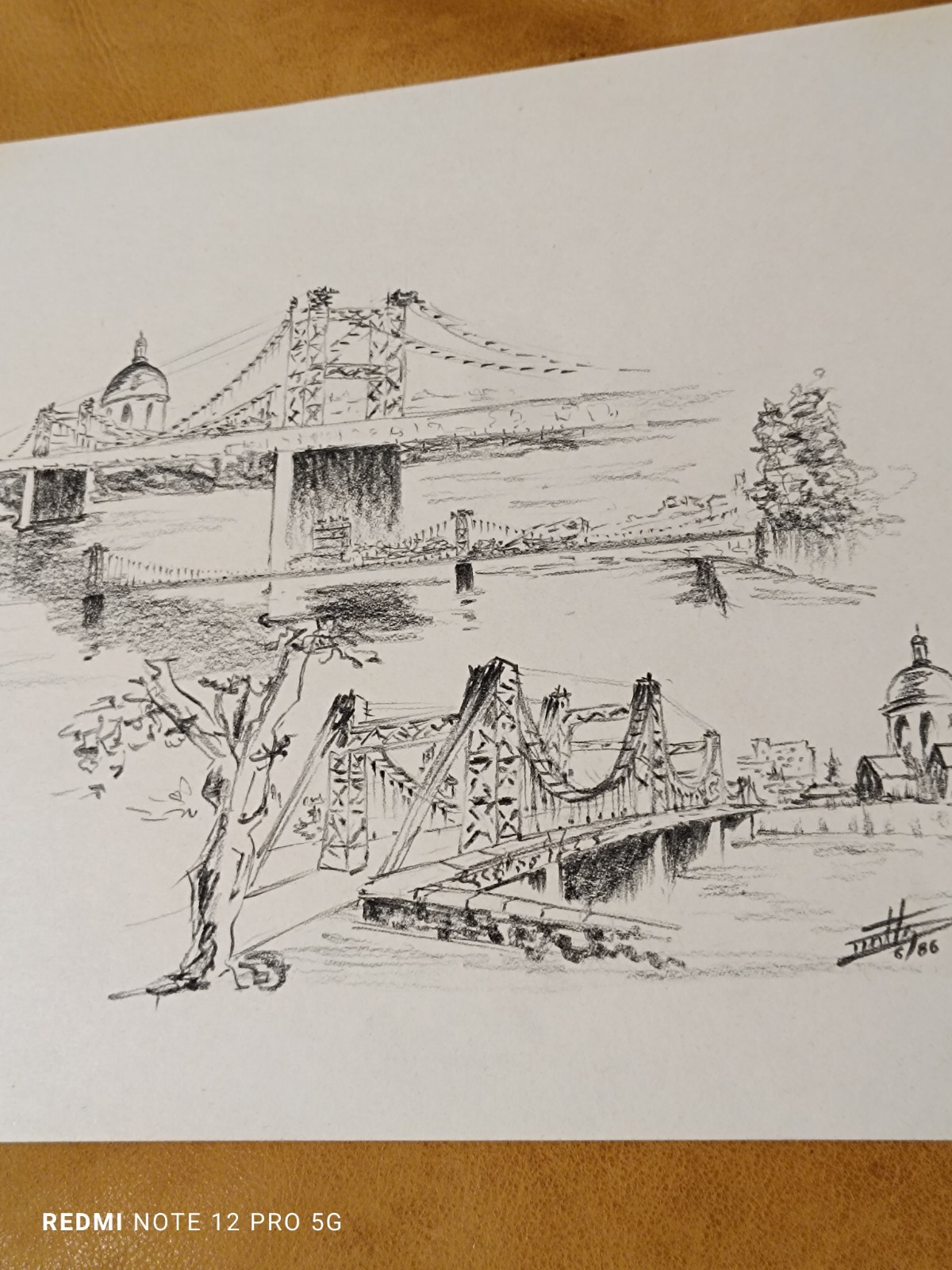 Toulouse Pont Saint Pierre 1986 Bernard Calley Signature Drawing Illreadable Rare
