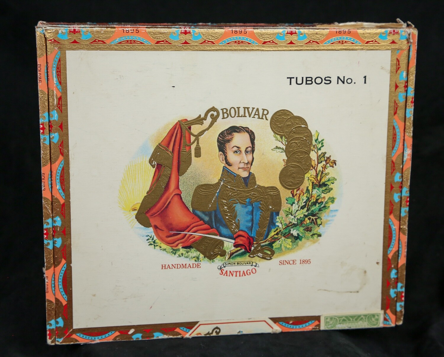 Bolivar Vintage Wooden Cigar Box 9.75” x 8” Tubos No. 1 Santiago Bolivar Vintage Wooden Cigar Box 9.75” x 8” Tubos No. 1 Santiago