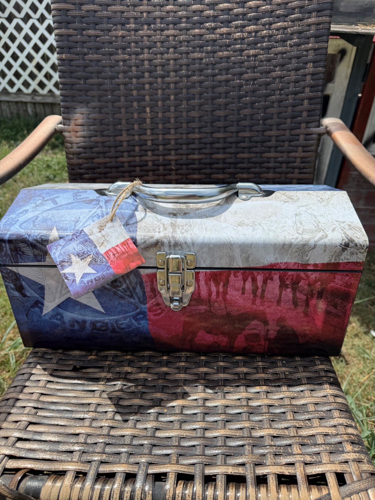 Texas Lone Star Metal Toolbox Ranger Storage Chest Box Graphic Flag Heav Texas Lone Star Metal Toolbox Ranger Storage Chest Box Graphic Flag Heav
