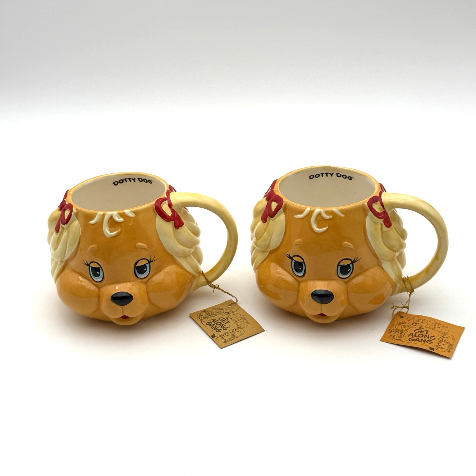Vintage 1984 The Get Along Gang Dotty Dog Ceramic Mug Set of 2 with Tags Vintage 1984 The Get Along Gang Dotty Dog Ceramic Mug Set of 2 with Tags